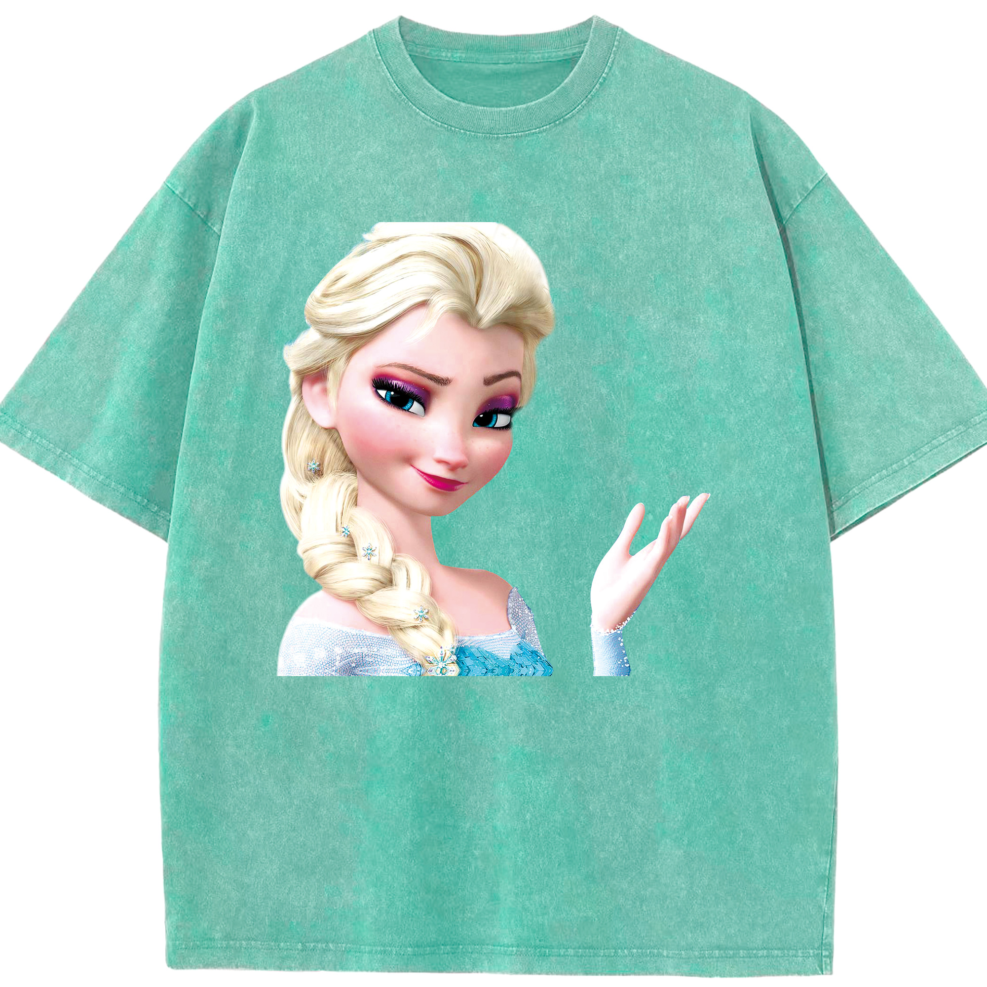 （画像用） アナと雪の女王 アンナ エルサ Frozen Anna Elsa 綿100% ヴィンテージ風 半袖Tシャツ（フロントプリント）